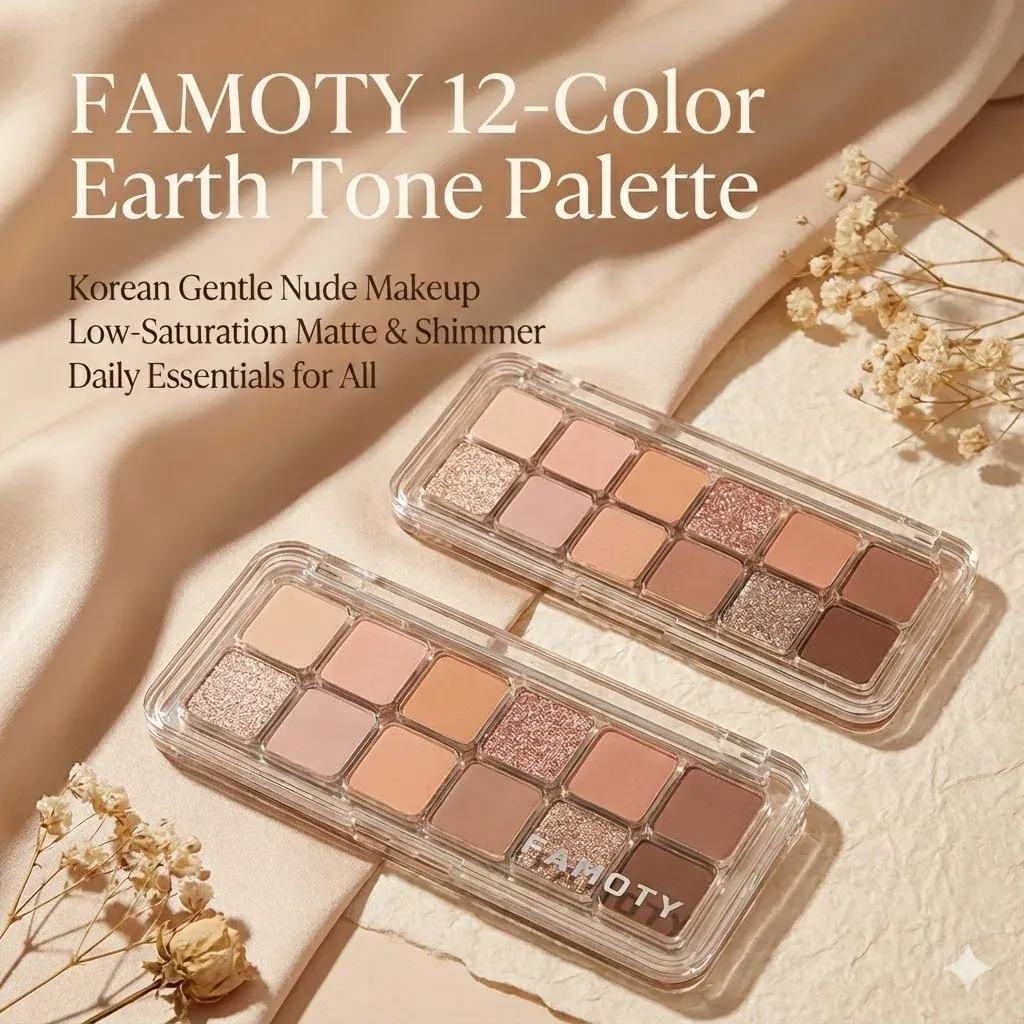 12-Color Low Saturation Eyeshadow Palette Lahat ng Matte Tea Apricot Eye Makeup Palette Araw-araw na Earth Makeup Long Lasting Eye Shadows