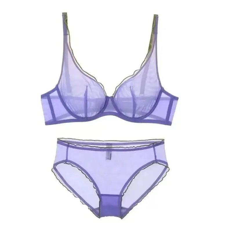 European Luxury Lingerie Set Full Cup Sheer Ultra Thin Bra & Panty Set Sexy Comfort for Women Large Small MOYISU Sexy Tushy S-XL — image 6