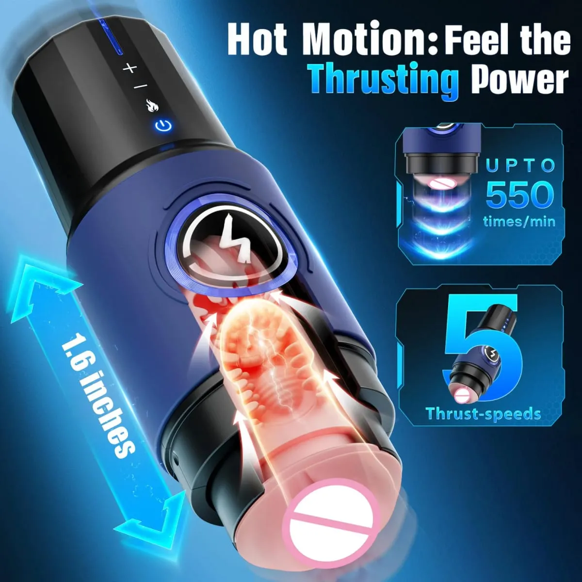 Leten Thrusting Male Masturbator Pocket Pussy Thrusting Stroker 5-Speed Modes Sex Voice Blowjob Masturbation Cup Sex Toy for Men