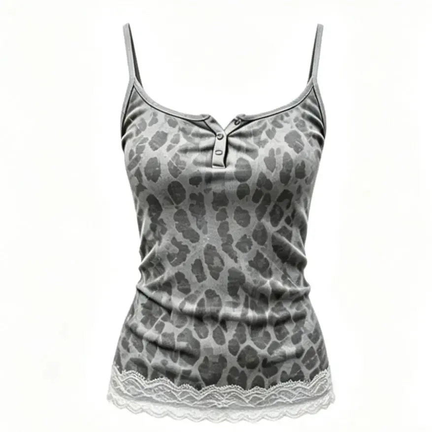 American Leopard Print Slips Bows Patchwork Lace Sexy Slim Crop Camis Top Fashion Women Y2K Outfits Festival Party Halter Vest — image 4