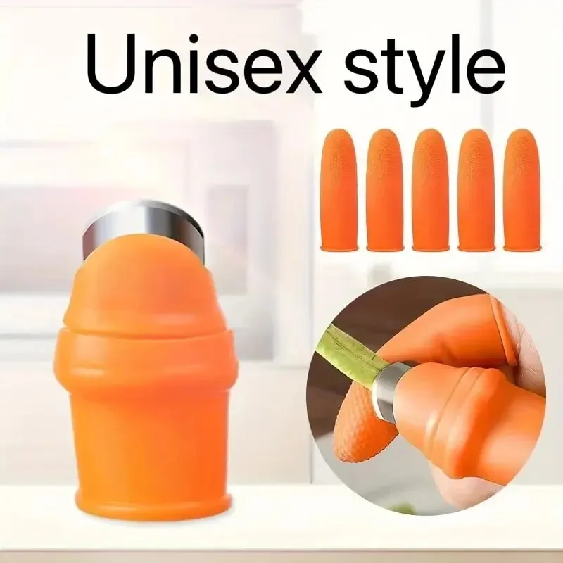 Thumb Knife Set with Finger Cots for Peeling Garlic Hulling Strawberries Picking Peppercorns & Vegetables (6 Pcs) — image 2