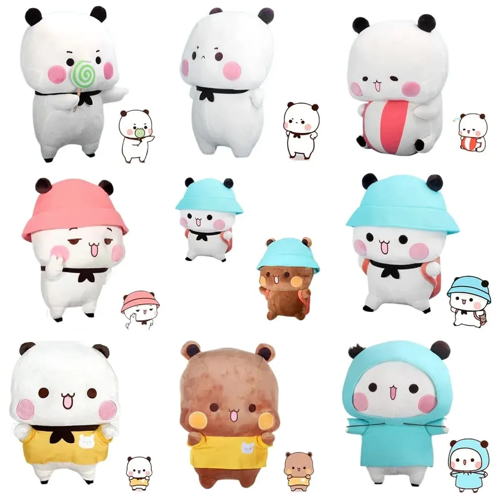 Bubu and Dudu Panda Plush Cute Cartoon Stuffed Soft Pillow Toy Wedding Handmade Ornament Panda Bear Doll Children's Day