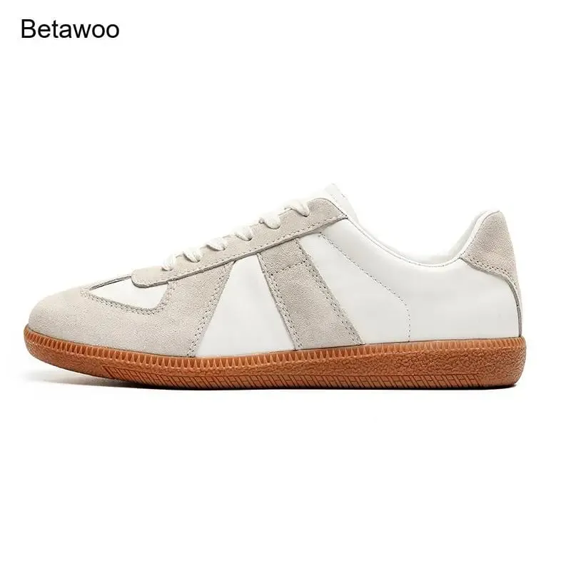 Men Retro Suede Leather Casual Sneakers Lace Up Flat Skate Shoes Comfortable Non Slip Sports Shoes for Men — image 7