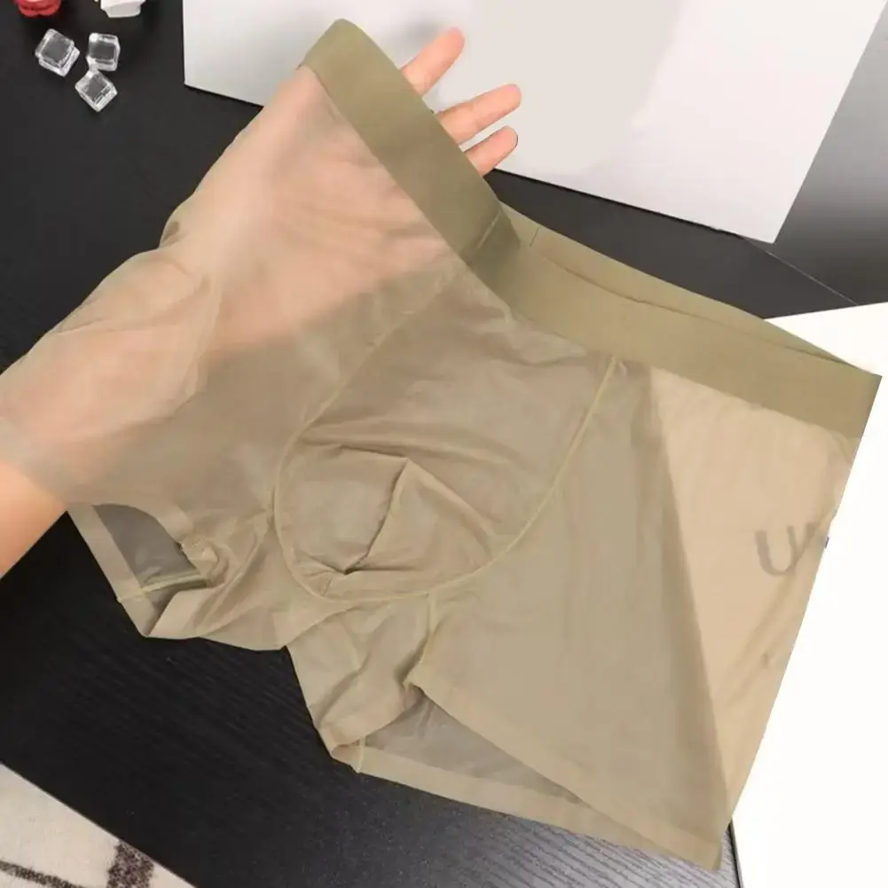 Män Boxer Transparent Lättvikts Underkläder Elastisk U-Konvex Tunn Perspektiv Shorts Sömlösa Trosor — image 3