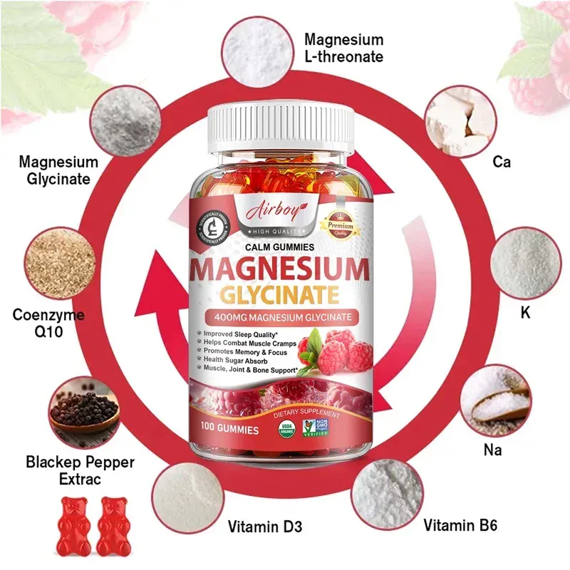 Magnesium Glycinate Gummies - Ang Kalusugan ng Utak ay Nagpapalakas ng Mga Kalamnan at Buto Nagpapabuti ng Pagtulog Relax Nerves — image 5