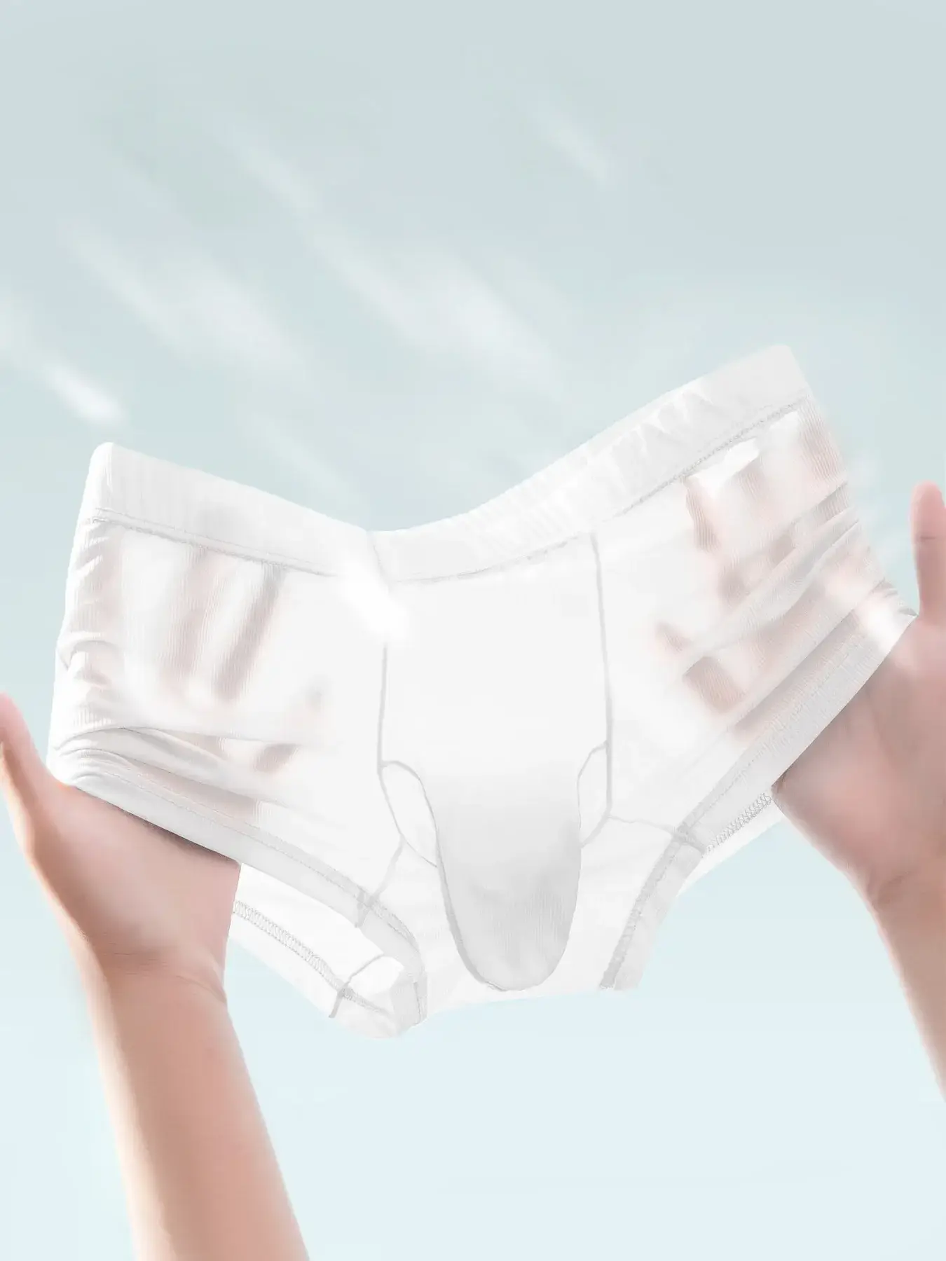 Genomskinliga boxerbyxor Herr Sexiga underkläder Ultratunna kalsonger Se Through Ice Sidenbyxor Släta glansiga underkläder — image 9
