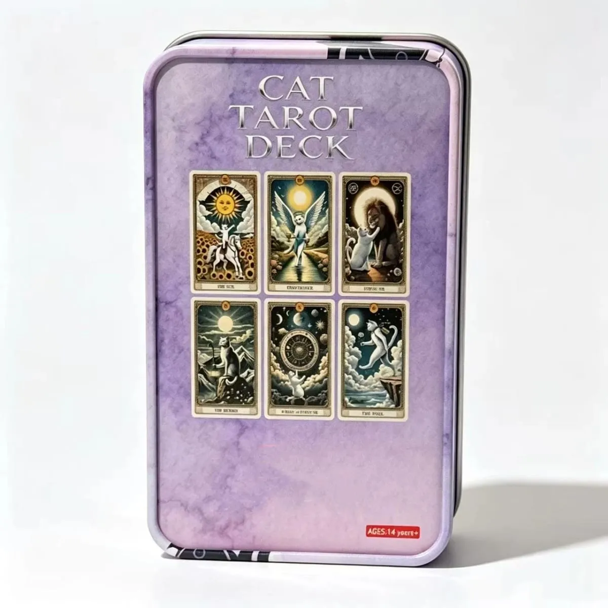 12*7cm Cat Tarot Deck In Metal Box 350GSM English Version Wait Tarot Cards Board Games with Paper Instruction Manual — image 6