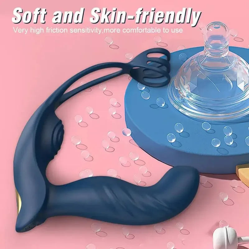 Vibrador anal bucking massageador de próstata com anel de pênis controle remoto vibratório butt plug cockring ânus brinquedo sexual para homens casal — image 6