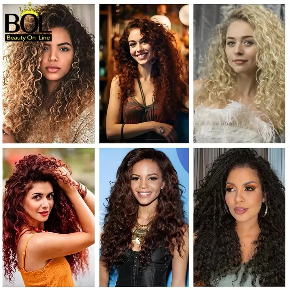 Clip sintetica a onda profonda da 24 pollici nelle estensioni dei capelli 7 pezzi / set 140g capelli finti testa piena parrucchino clip ricci capelli per le donne
