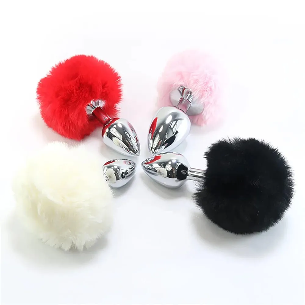 Stainless Steel Rabbit Tail Metal Butt Plug Anal Sex Toy Metal Plush Anal Plug Massager Sex Toys for Masturbator Women — image 4
