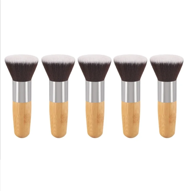 Kuas Foundation Gagang Bambu Kuas Rias Bedak Longgar Krim Foundation Cair Kontur Perona Pipi Alat Kecantikan Wajah Profesional