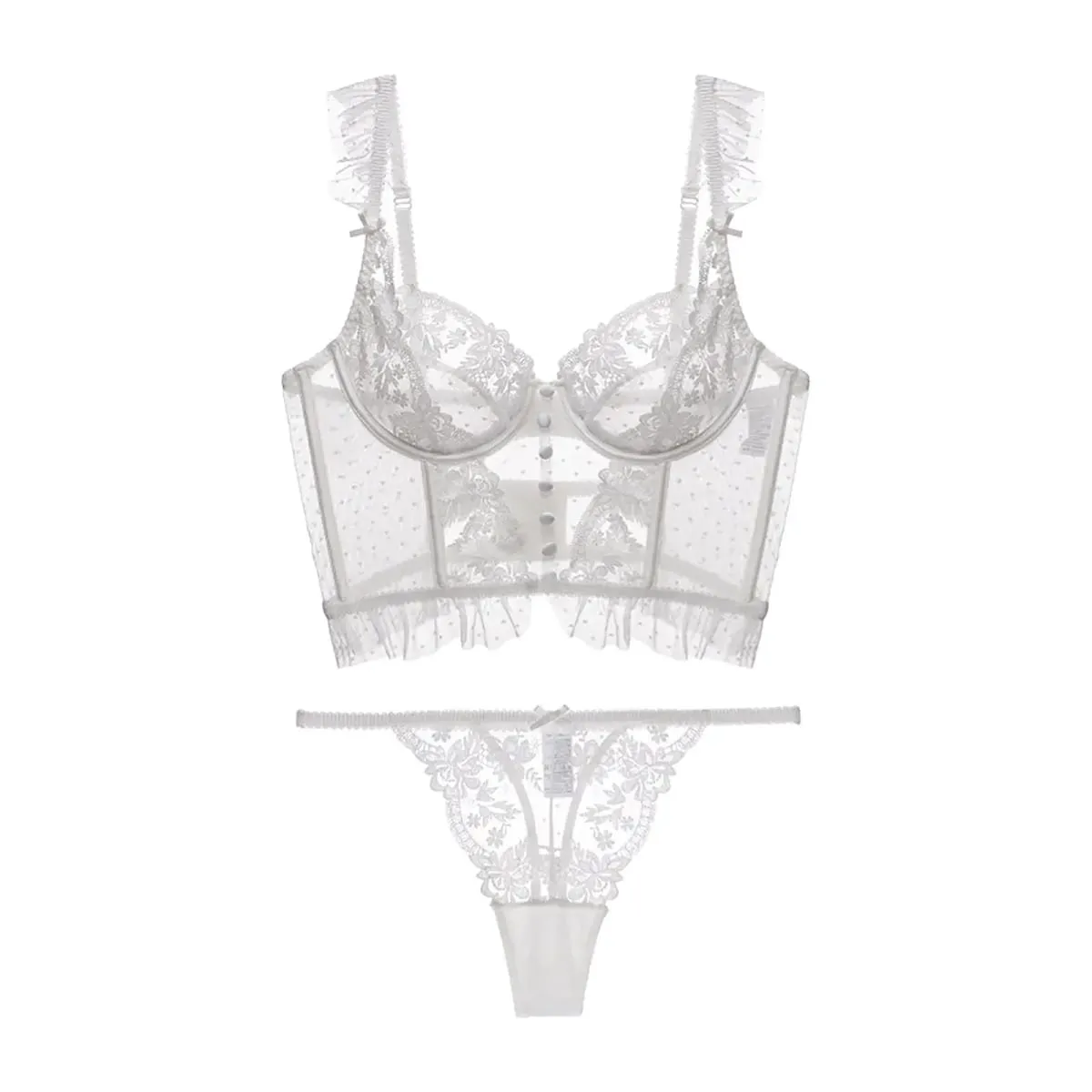 Women Lingerie Set 2 Piece Bodysuit Comfortable Push up Brassiere Floral Lace Bra Panty Set for Wedding Everyday Wear Sleepwear