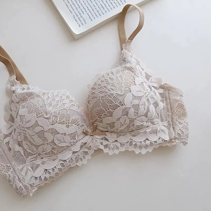 Women's Japanese Style Bra & Panty Set Luxury Lace Push Up Small Bust Support Adjustable Comfort No Gap Wirefree Free Shipping — image 8