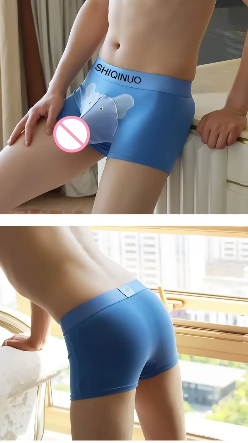 Boxershorts Elephant Nose Men Sexy Underwear Open Sheath Pouch Mens Boxers Shorts Smooth Male Lingerie Bottoms Boyfriend Gifts — image 9