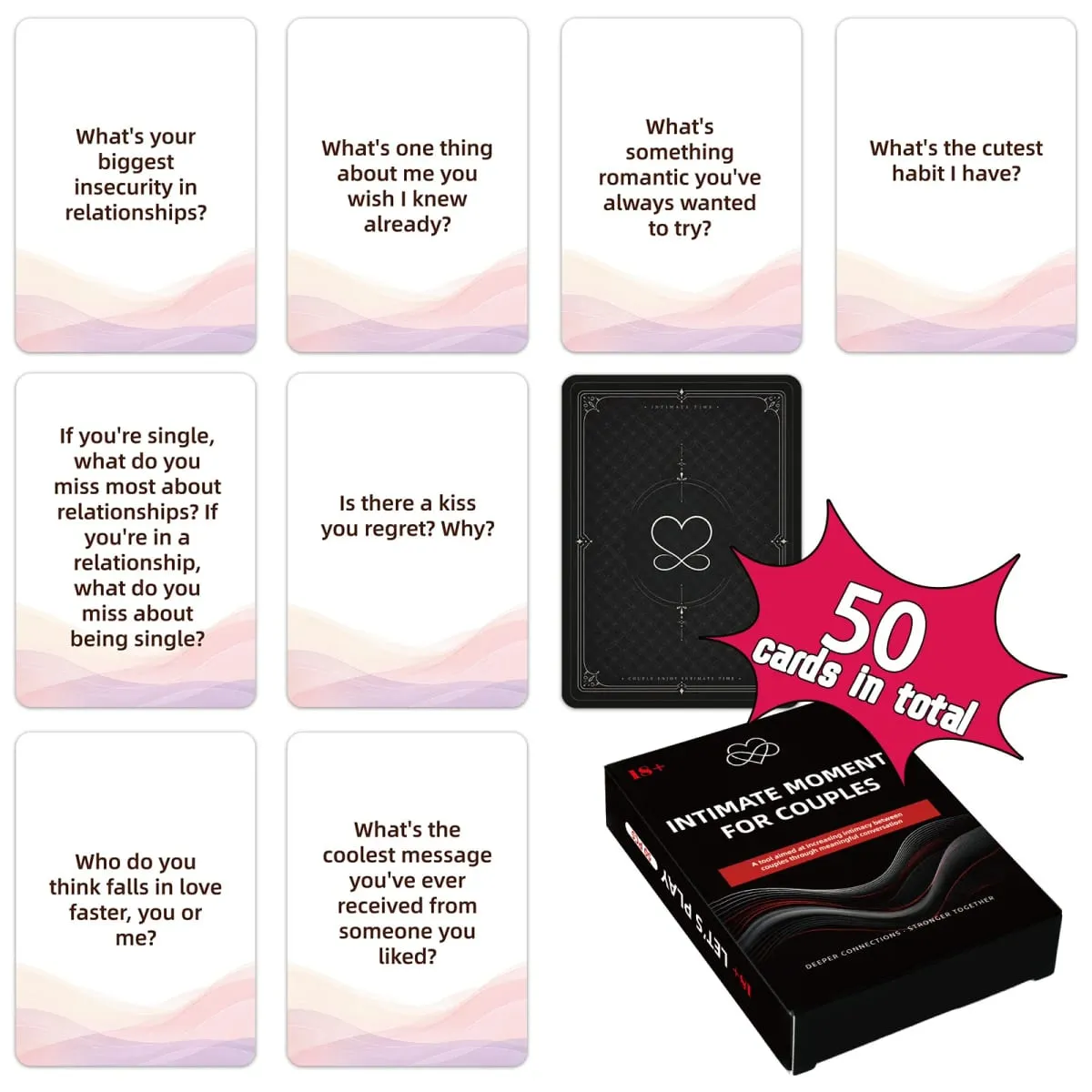 50Pcs Couple Interactive Question Cards Fun Intimate Conversation Cards Relationship Bonding Game Cards for Lovers