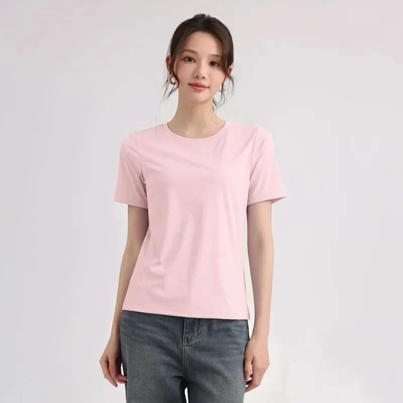 Outdoor Lightweight Quick-Dry Sports Shirt: Summer Cooling Quick-Dry T-Shir Women Round-Neck Loose-Fit Short Sleeve Sports — image 2