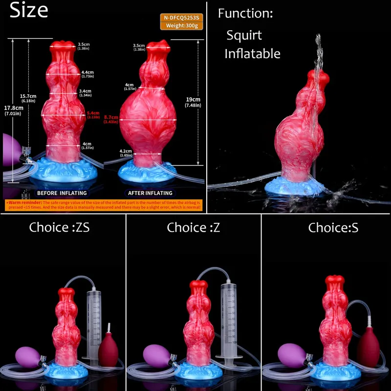 Silicone gonfiabile eiaculazione nodo dildo circonferenza regolabile schizzi fantasia cavallo pene giocattoli adulti del sesso dilatatore anale