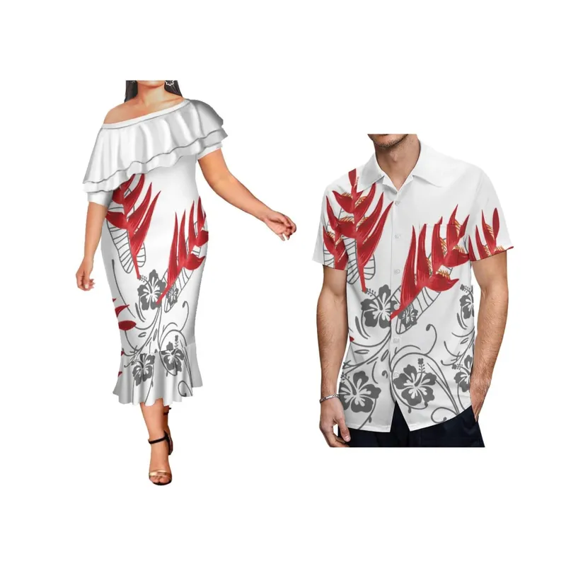 fête des mères châle une épaule queue de poisson robe blanche moulante trompette sirène robes décontractées polynésienne grande taille robes pour femmes