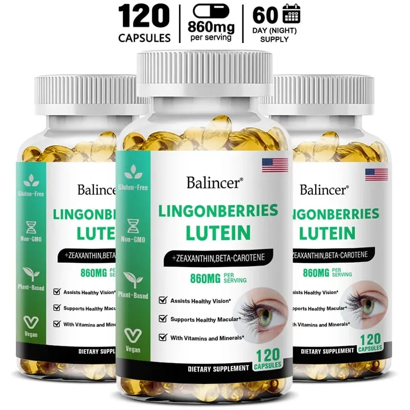 Capsules de lutéine Balincer avec supplément diététique de vitamine zéaxanthine pour le soutien de la santé oculaire 120/60/30 gélules faciles à avaler — image 1