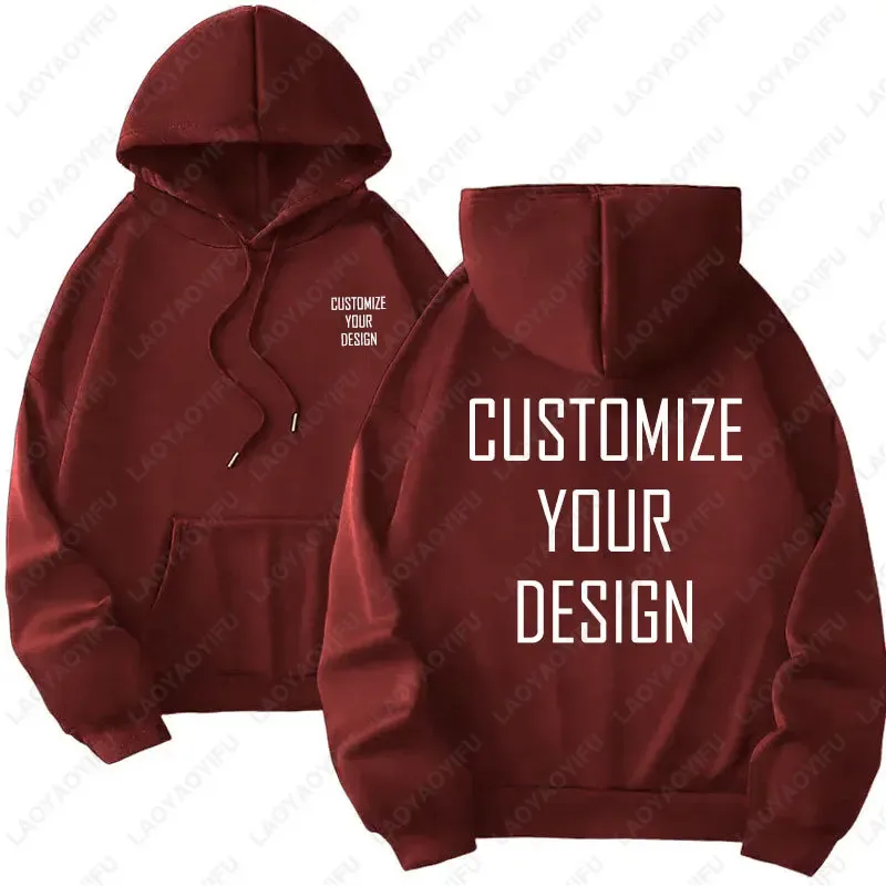 DIY Custom Your Brand Logo Heavy Weight New Autumn Winter Casual Thick Fashion Men's Woman's Top Solid Color Hoodies Sweatshirt — image 6