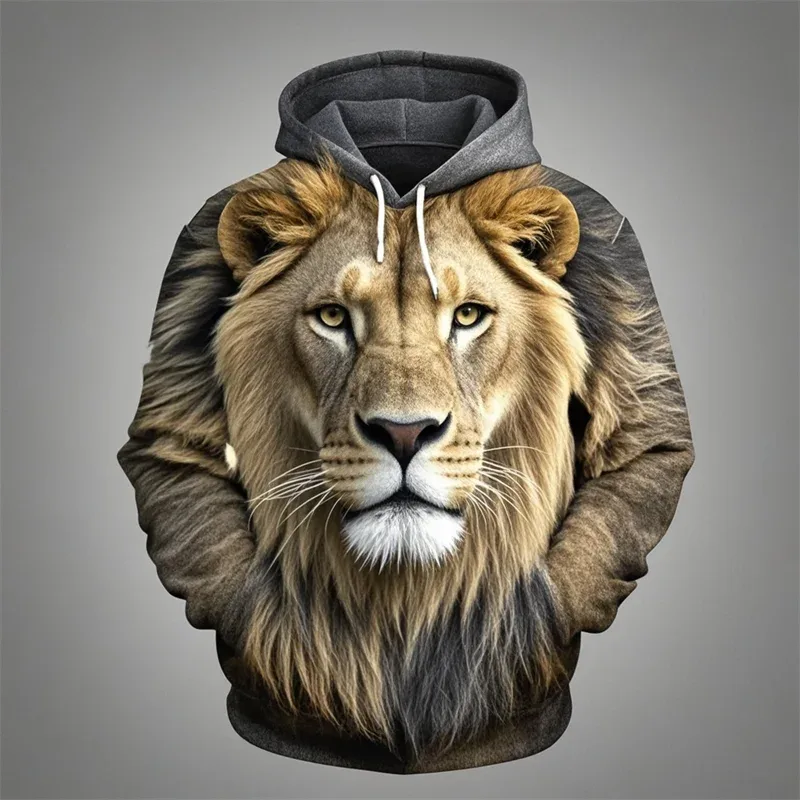 3D Lion Graphic Printed Men's Hoodie Fashion Street Hooded Sweatshirt Summer Autumn Oversized Tracksuit Pullover Casual Hoodies — image 11