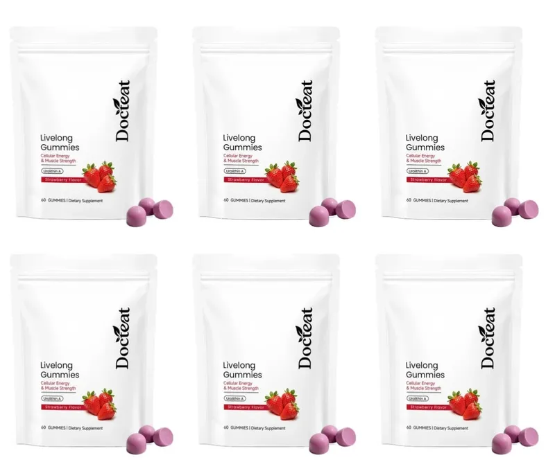 Docteat Urolithin A Gummies 500mg por porção Sabor morango Suporte diário para bem-estar celular 60 gomas para homens e mulheres — image 12