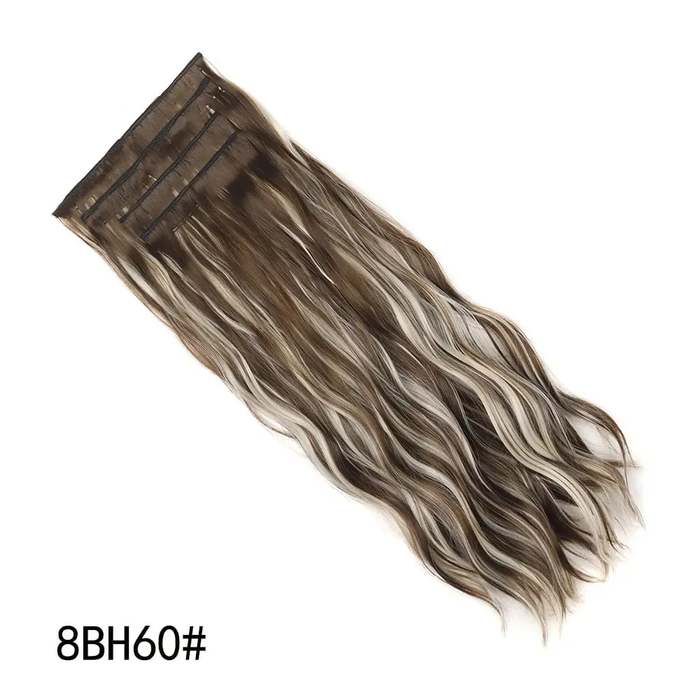 4 Pcs 22 Inch Clip in Hair Extensions Long Synthetic Wavy Curly Hairpieces Layered Soft Invisible Clip Ins Extensions for Women — image 15