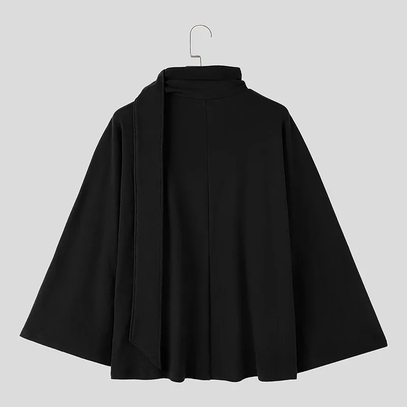 Men's Sweatshirts Solid Cloak Cape For Man Long Sleeve Scarf Collar Streetwear Autumn Winter Fashion Ponchos Hoodies — image 8