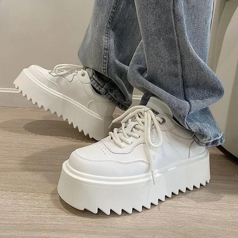 2026 Fashion Chunky Sneakers Men Non-Slip Casual Sports Shoes Loafers Wear-resistant All-match Thick Bottom White Shoes for Men — image 2