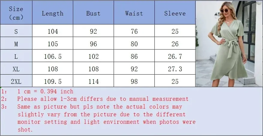 V Neck WrapV Neck Wrap Vacation Mini Dress for Woman Clothing Short Sleeve Tie Waist Asymmetrical Hem Casual Summer Dresses — image 5