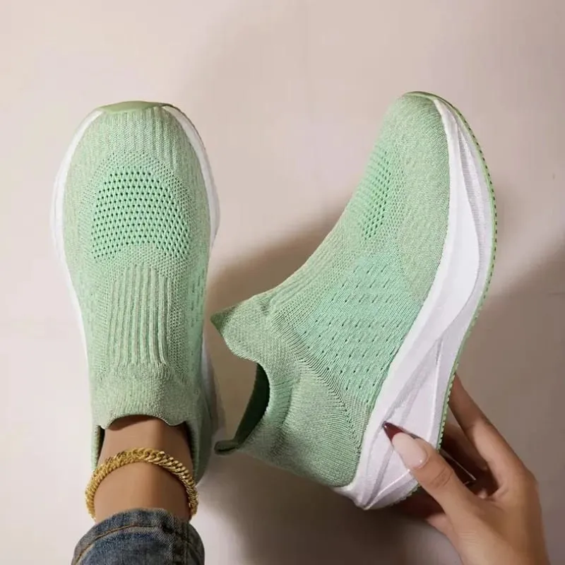Unisex Slip on Sock Running Shoes Breathable Knit Mesh Sneakers Lightweight CushionThick SoleNonSlipWalking GymAthletic Footwear