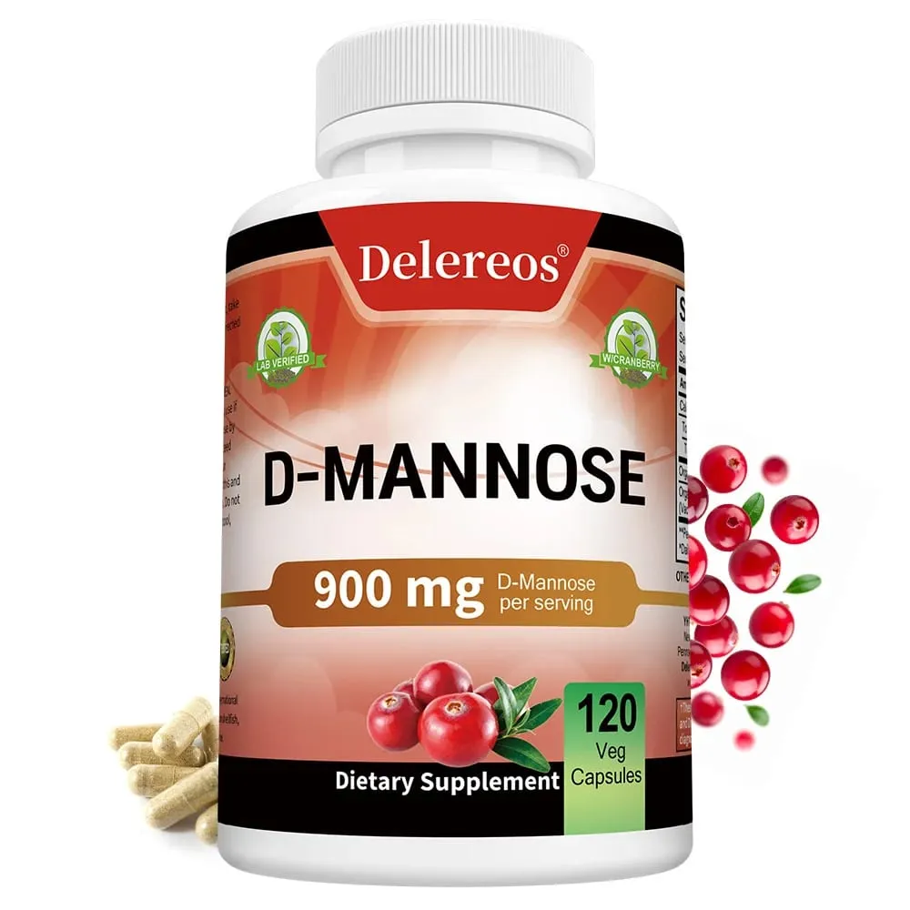 Organic D-Mannose 900mg Per Serving 120 Capsules Strongly Supports Urinary Tract Cleanse in Women and Prostate Health in Men — image 2