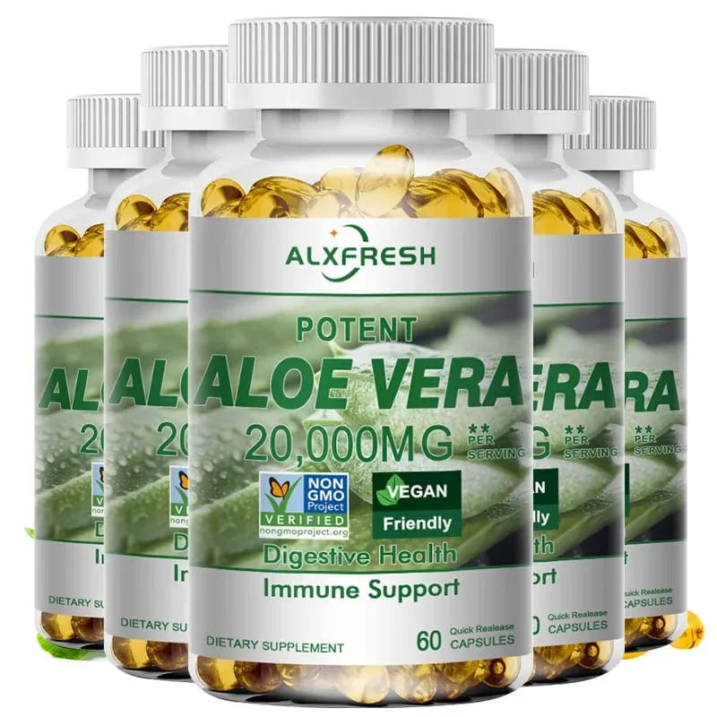 Aloe Vera Capsules Improve Digestive Health Soothe The Intestines Provide Antioxidant Detoxifying Effects Promote Skin Health