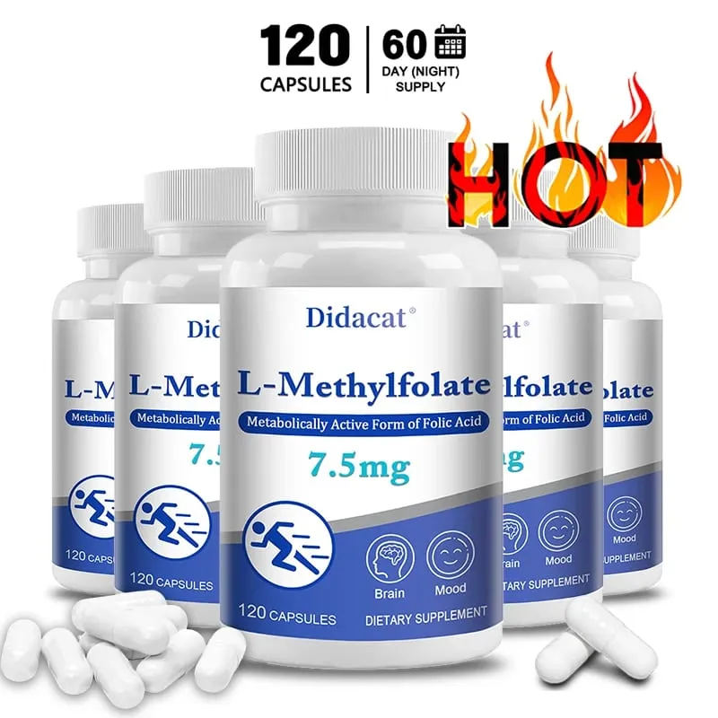7.5 Mg L-Methylfolate - Professional Strength Active Methyl Folate Supplement for Brain Support Balanced Mood + Immune Health