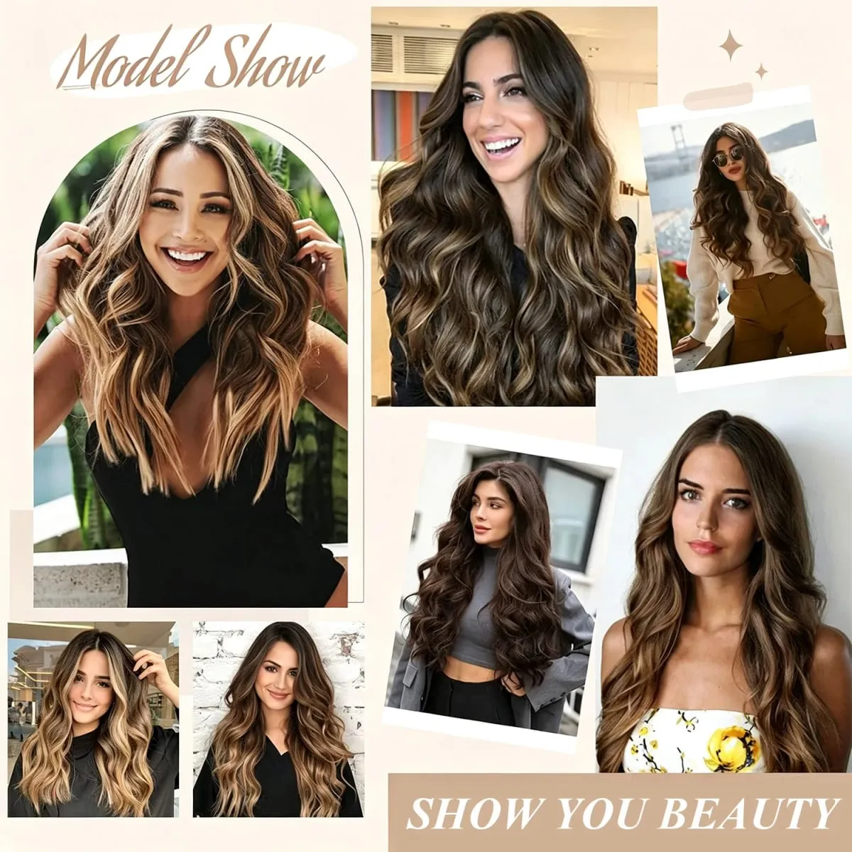 Clip In Hair Extension Curly 24 Inch 8 Pieces Hair Extensions for Women Daily Wear Work & Casual Styling Synthetic Hair Pieces — image 7