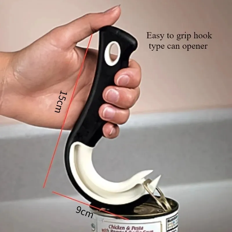 Portable J-Shaped Easy Grip Tin Openers Kitchen Non-Slip Jar Opener Lid Opening Tools Ring Pull Can Opener Multifunctional — image 3