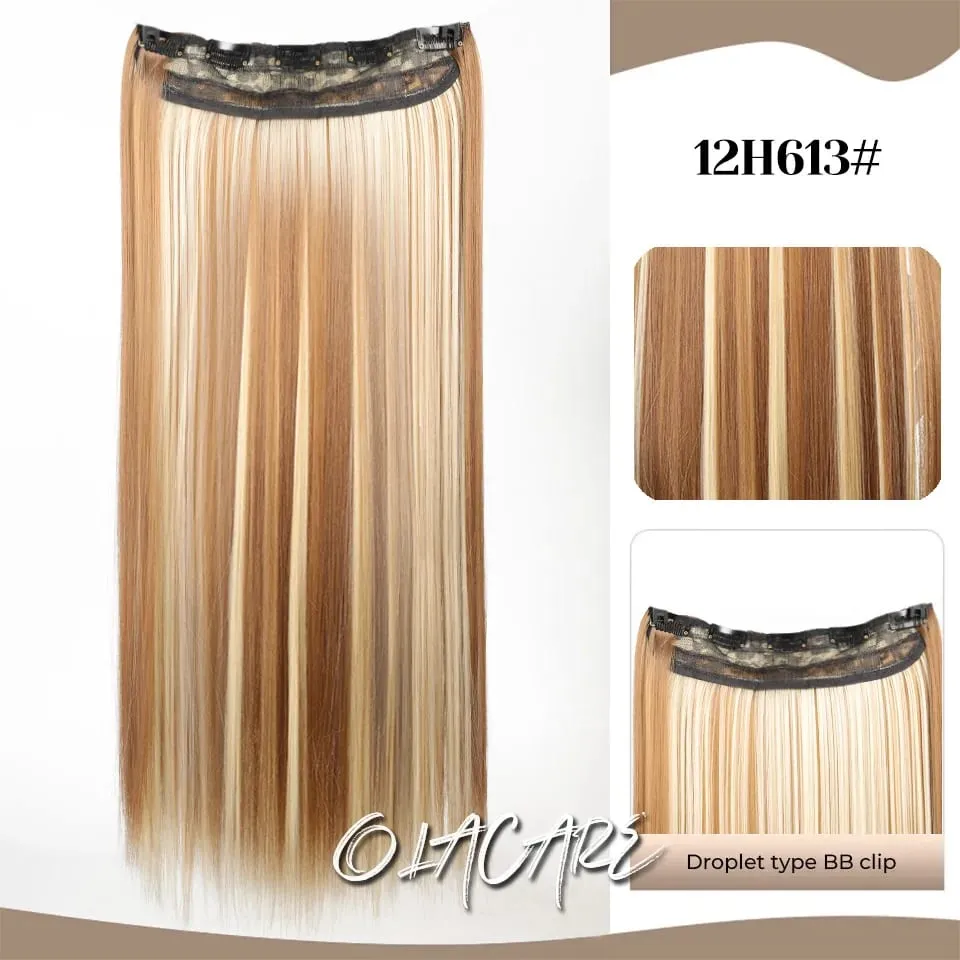 Synthetic Wig 5 Clip One Piece Invisible Hair Extensions Long Straight 24Inch Heat Resistant Hairpiece for Women — image 15