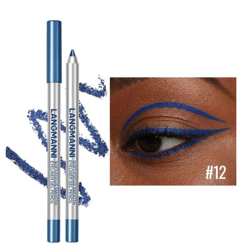 Pearlescent Green Eyeliner Pencil 12 Color Smooth Eye Pigment Glitter Eye Liner Eyeshadow Pen Long-Lasting Waterproof Eye Makeup