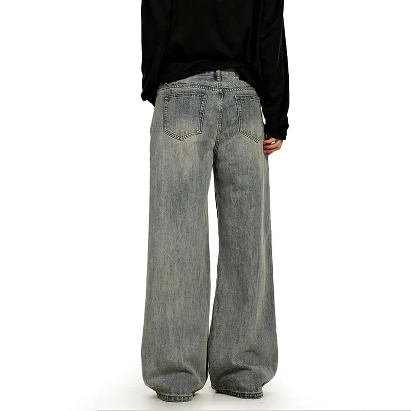 American Retro Minimalist Distressed Washed Men's Jeans Solid Full Length Causal Straight-leg Pants 2026 Spring News 9X1974