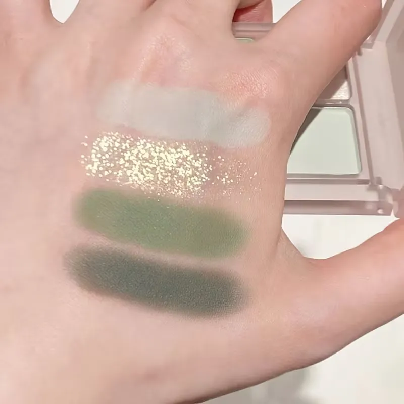 4-Color Green Eye Shadow Tray Low Saturation Palette Matte Korean Eye Makeup Pigment Eyeshadow Tray Lasting Eye Makeup Palette — image 7