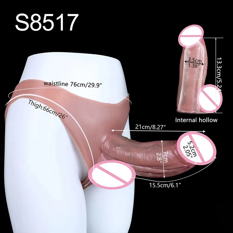 High Waist Realistic Penis Sleeve насадка на член Strap On Hollow Dildo Panties Silicone Dick Extender Sex Toy For Men