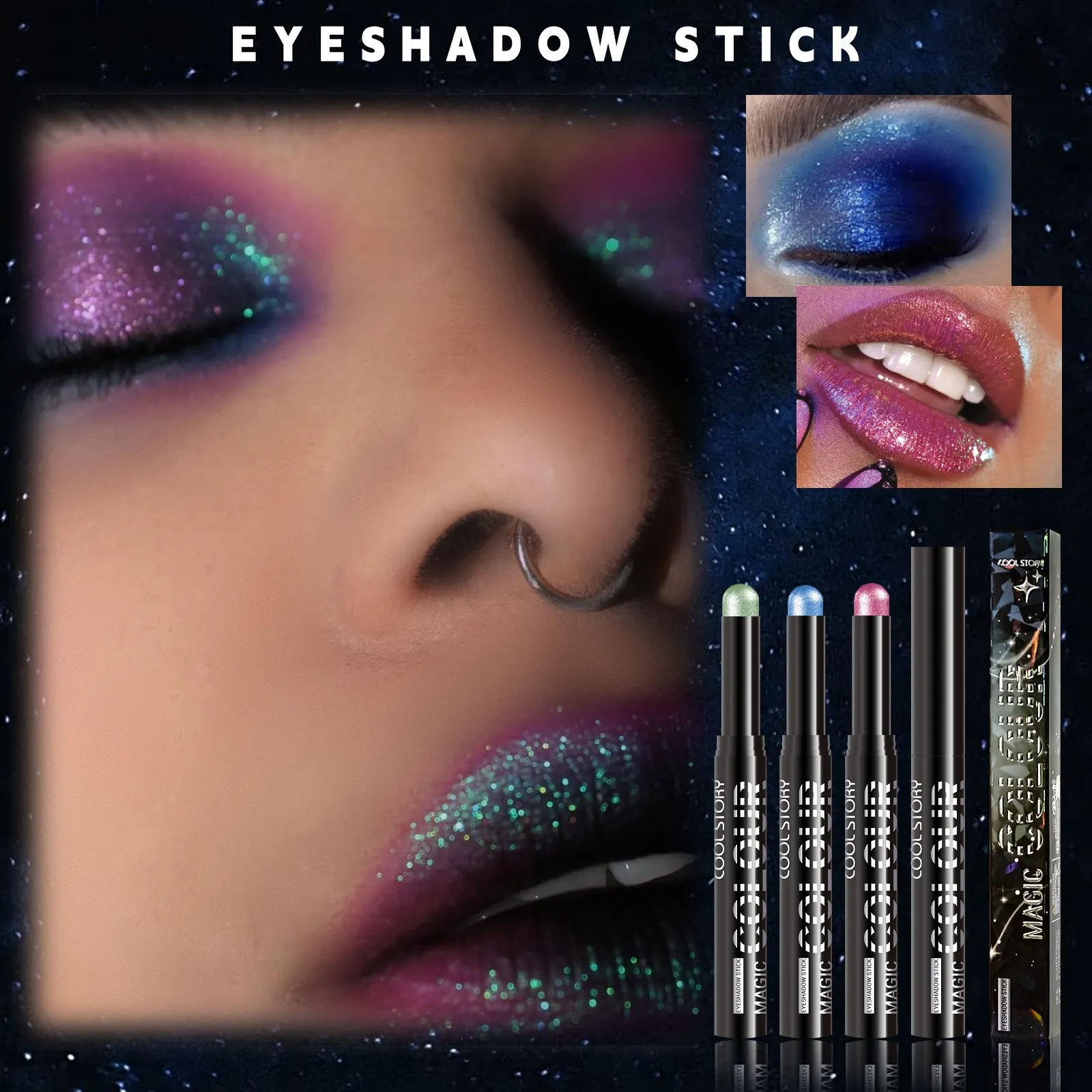 2 in 1 Eyeshadow Lipstick Stick Pencil Waterproof Glitter Brighten Matte Eye Shadow Makeup Pigment Eyeshadow Pen — image 3