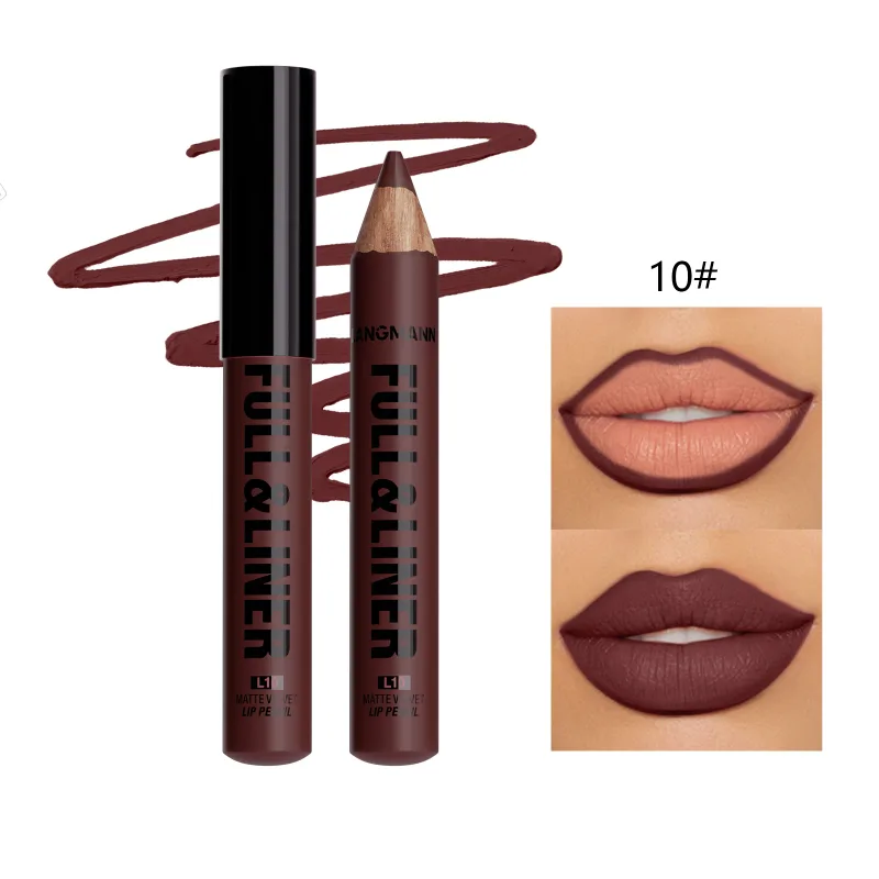 Matte Lip Liner Son Môi Bút Gỗ Có Thể Cắt Kẻ Viền Môi Lâu Dài Không Dính Vào Cốc Không phai màu