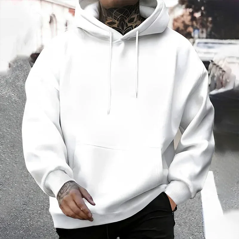 2025 Fall/winter New Arrival Men's Hoodie High Quality Solid Color Hooded Sweatshirt Male Home Outdoor Casual Fashion Pullover