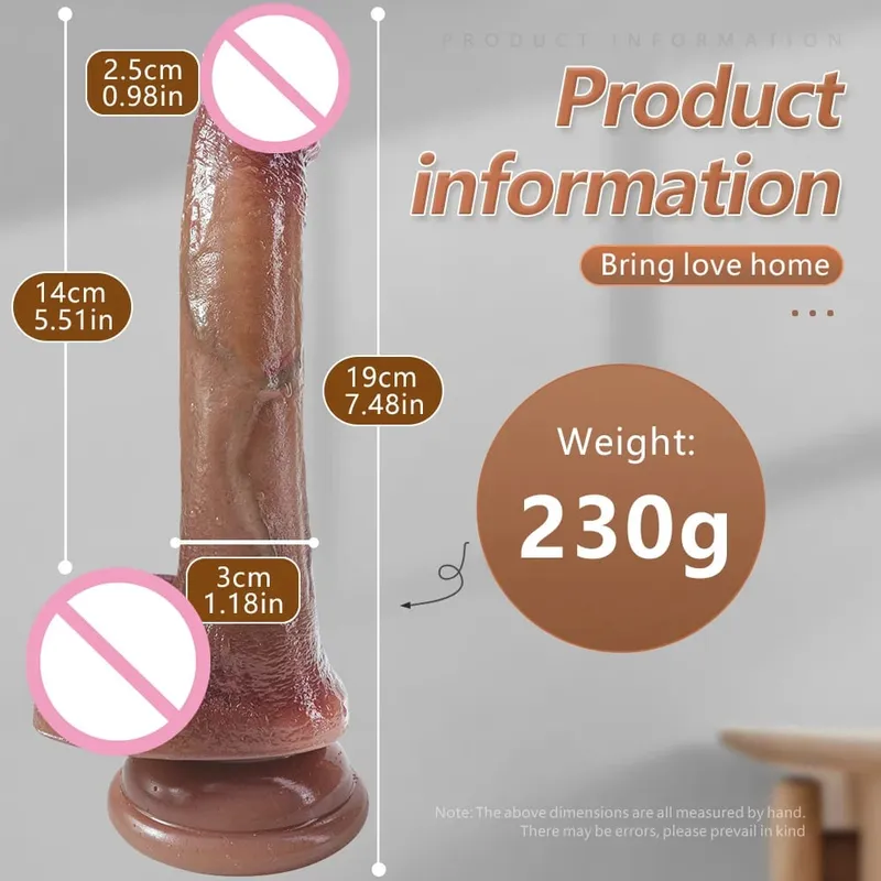 Consolador largo realista piel de carne suave Miembro grande doble silicona pene pequeño para mujer hombre juguetes sexuales anales ventosa masturbador