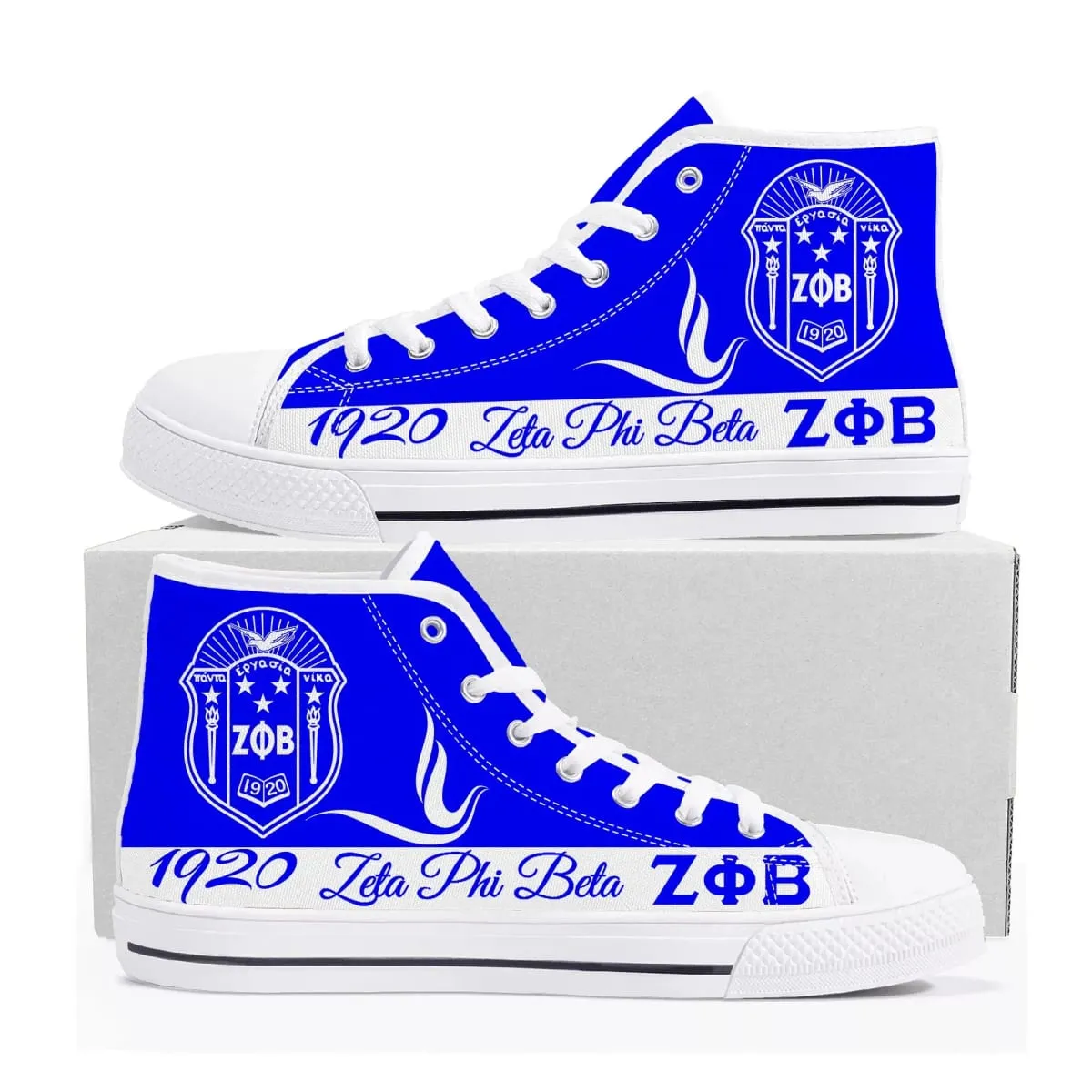 zeta Sorority ZPB 1920 High Top Sneakers phi beta Mens Womens Teenager Canvas Sneaker Casual Custom Made Shoes Customize Shoe — image 5