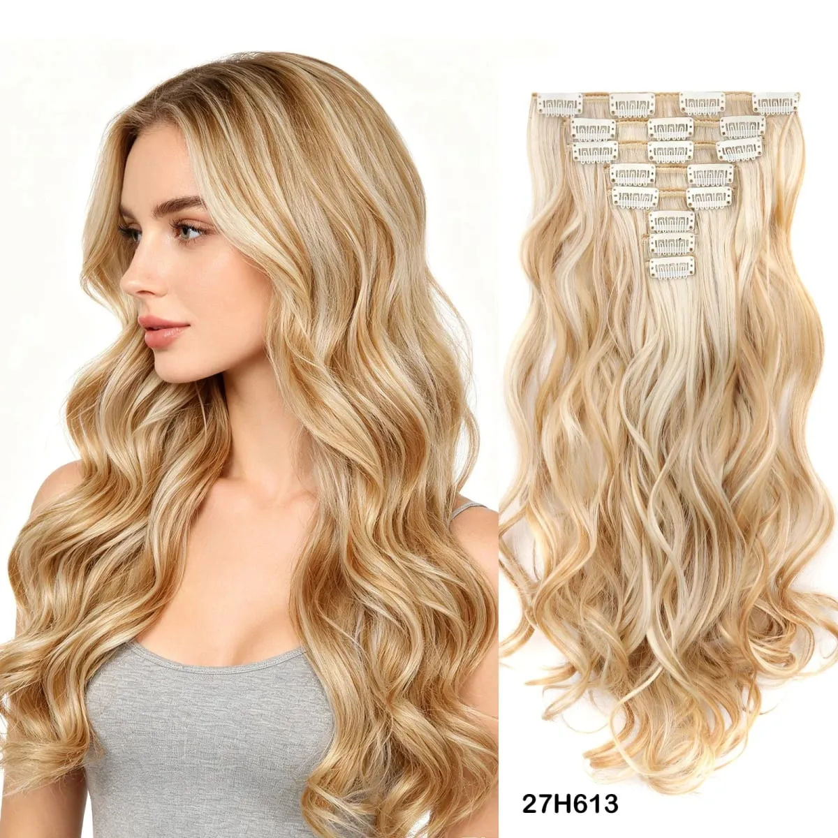 Wavy Clip in Hair Extensions 50cm Matte Synthetic Hair Pieces For Women Daily Party Hairstyle
