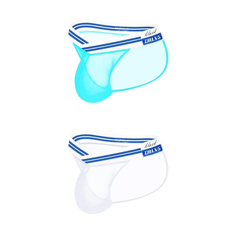 Men's Ice Silk Ultra-Thin Barely-There Mesh Sheer Briefs, Striped V-Shape Elastic Waistband Summer Daily Commute Underwear — image 35