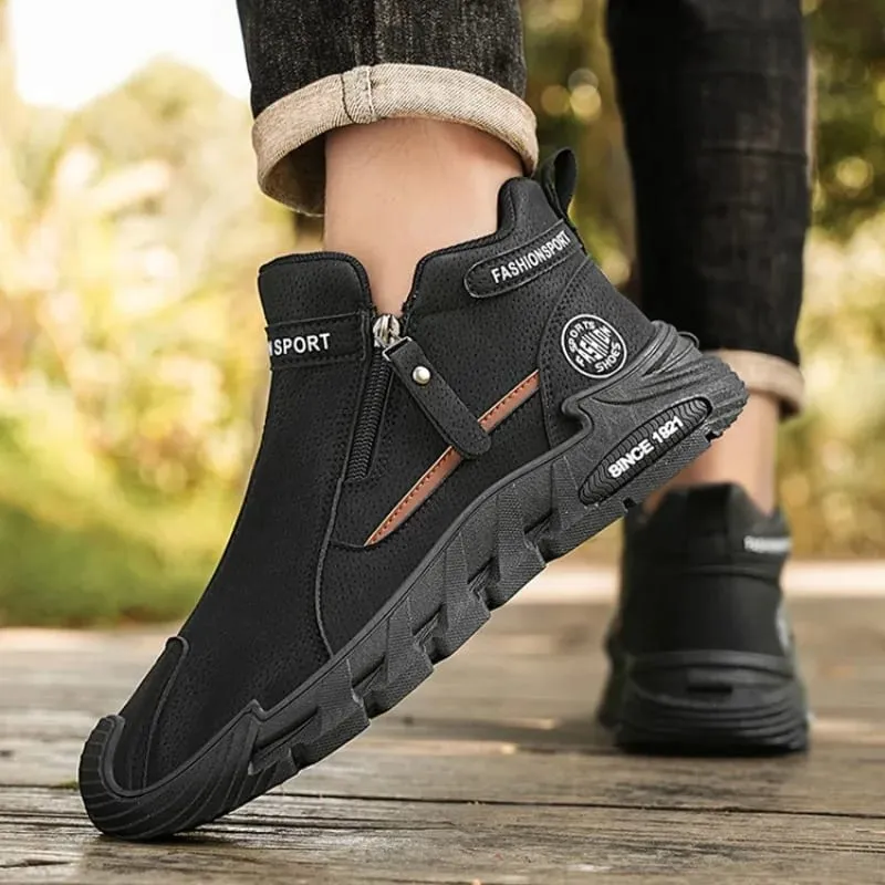 Mens Casual Labor Shoes Fashion Zipper Versatile Men Outdoor Climbing Shoes Non Slip Wear-resistant Sneakers Zapatos Para Hombre — image 6
