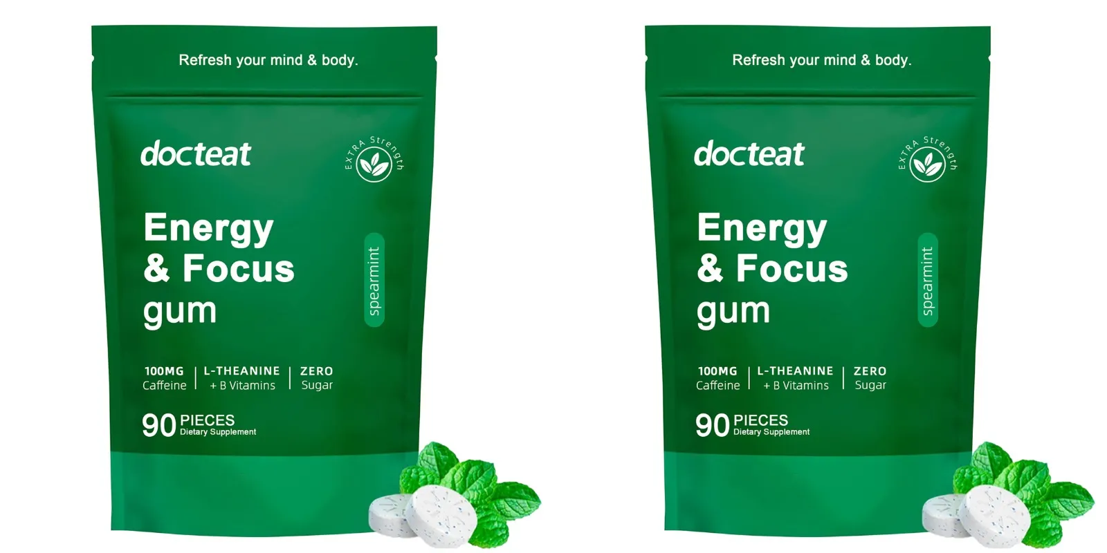 Energy & Focus Gum with Caffeine L-Theanine B Vitamins &Green Coffee Extract Sugar Free Dietary Supplement for Adults90 Pieces — image 8